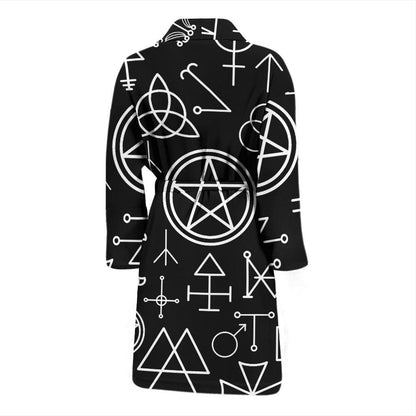 Pentagram Pattern Print Design A02 Men Bathrobe-JORJUNE.COM