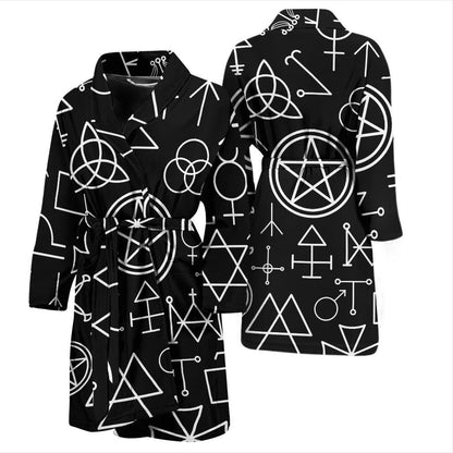 Pentagram Pattern Print Design A02 Men Bathrobe-JORJUNE.COM