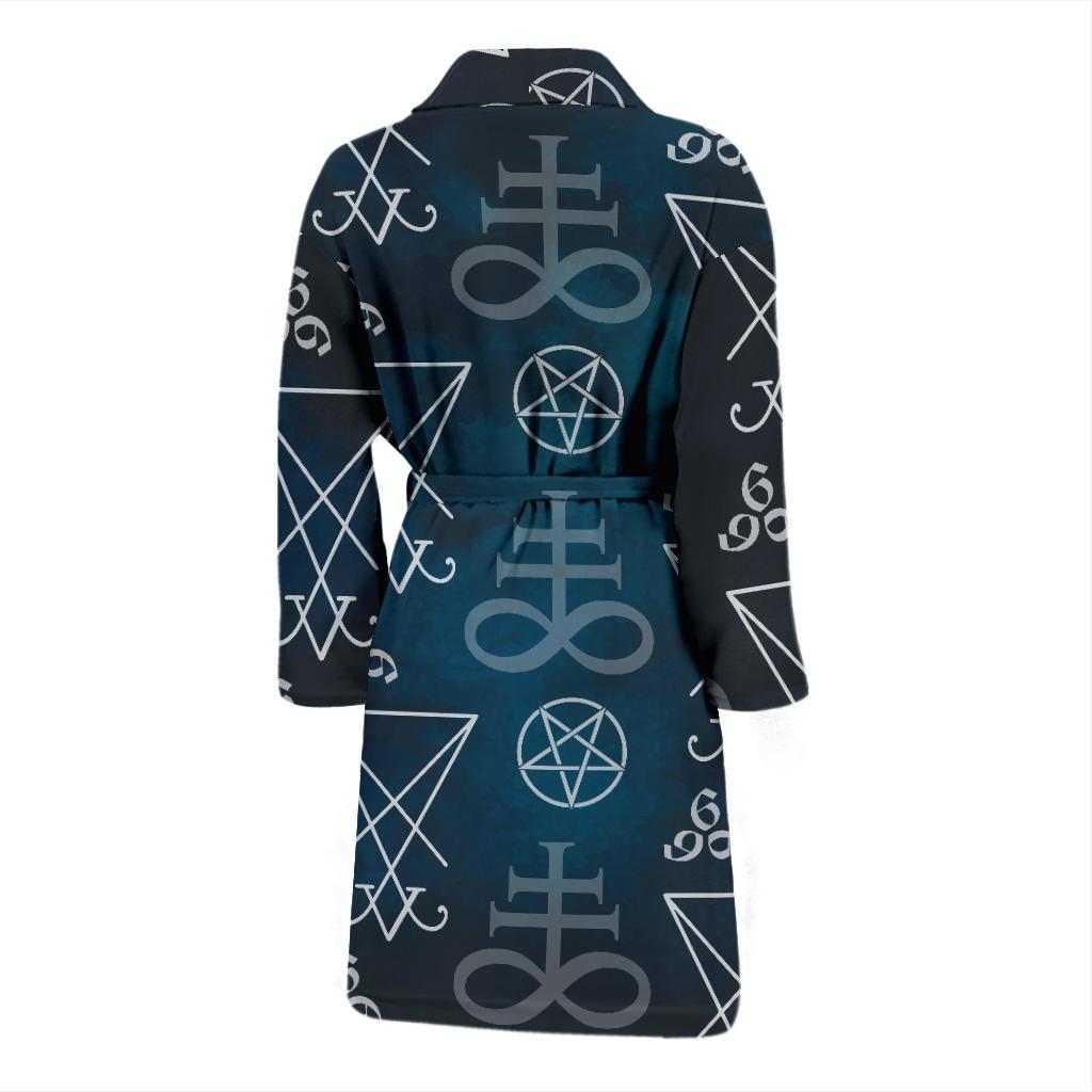 Pentagram Pattern Print Design A03 Men Bathrobe-JORJUNE.COM