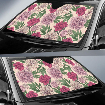 Peony Pattern Print Design A01 Car Sun Shades-JORJUNE.COM