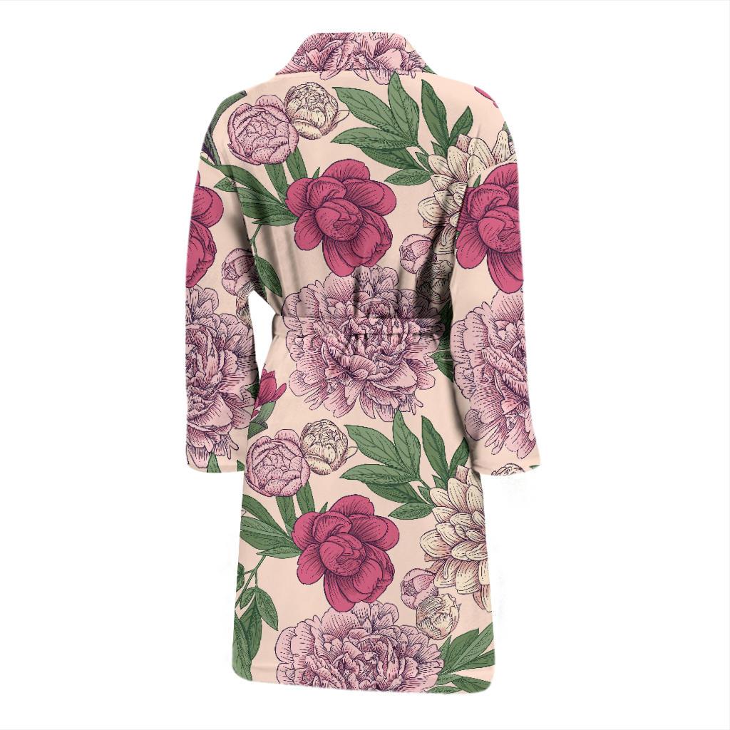 Peony Pattern Print Design A01 Men Bathrobe-JORJUNE.COM