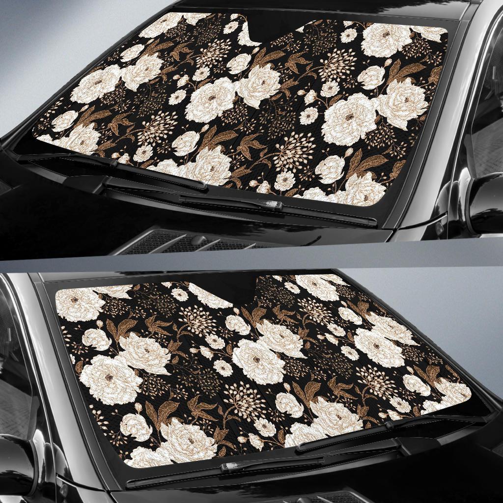 Peony Pattern Print Design A02 Car Sun Shades-JORJUNE.COM