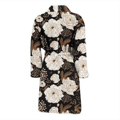 Peony Pattern Print Design A02 Men Bathrobe-JORJUNE.COM