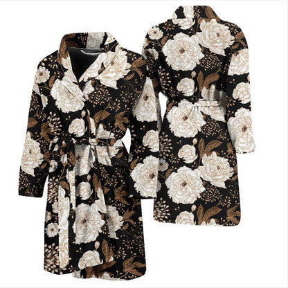 Peony Pattern Print Design A02 Men Bathrobe-JORJUNE.COM