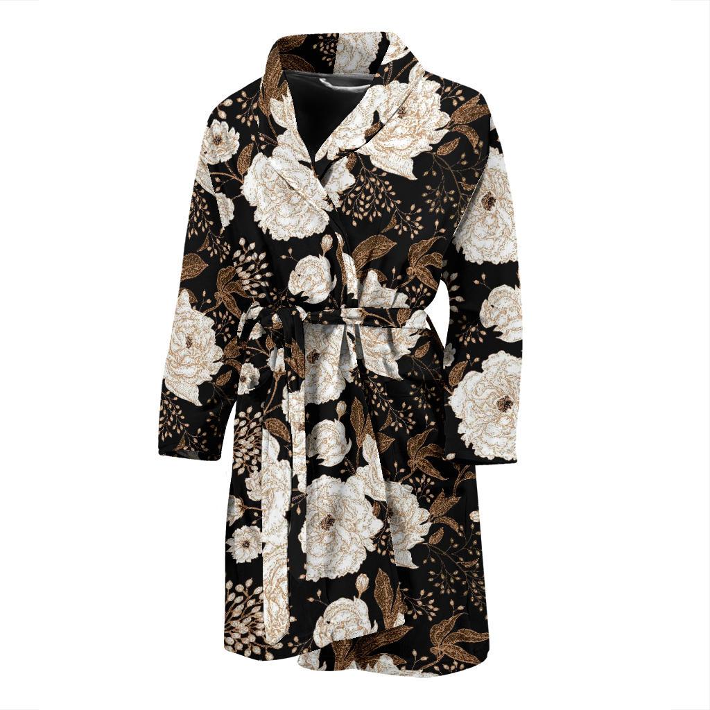Peony Pattern Print Design A02 Men Bathrobe-JORJUNE.COM