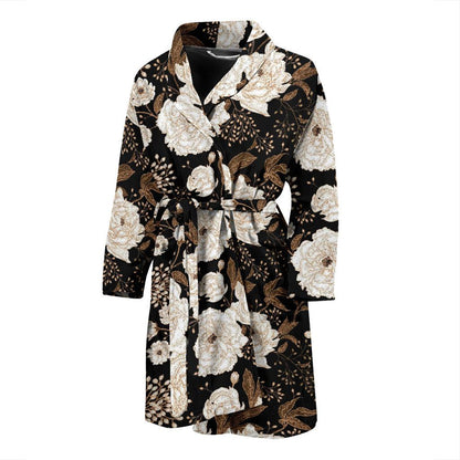 Peony Pattern Print Design A02 Men Bathrobe-JORJUNE.COM