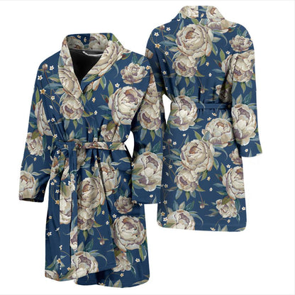 Peony Pattern Print Design A03 Men Bathrobe-JORJUNE.COM