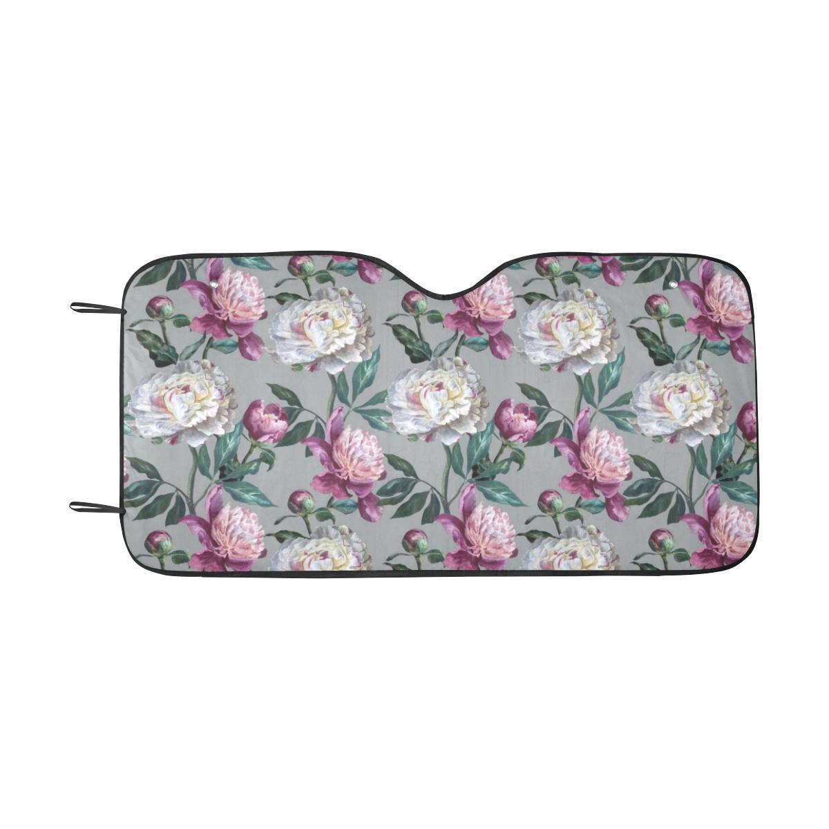 Peony Pattern Print Design PE01 Car Sun Shade-JorJune