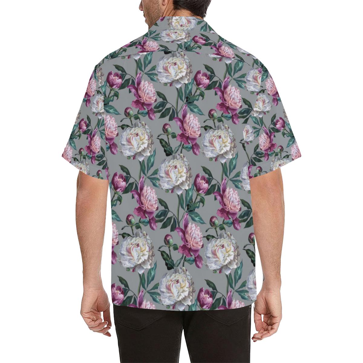 Peony Pattern Print Design PE01 Men Hawaiian Shirt-JorJune