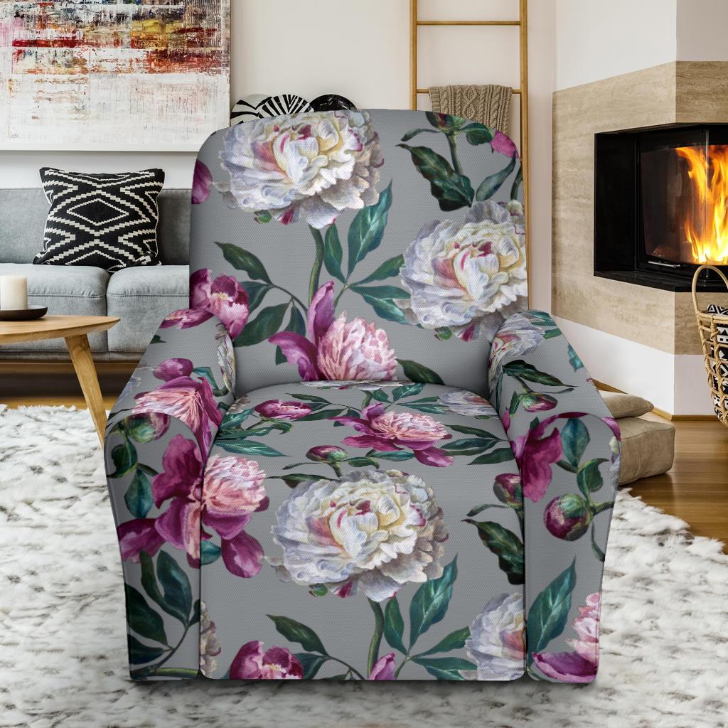 Peony Pattern Print Design PE01 Recliner Slipcover-JORJUNE.COM
