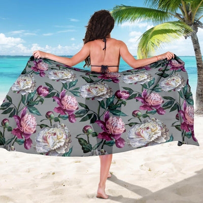 Peony Pattern Print Design PE01 Sarong Pareo Wrap-JORJUNE.COM