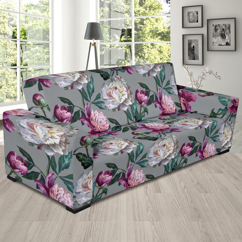 Peony Pattern Print Design PE01 Sofa Slipcover-JORJUNE.COM