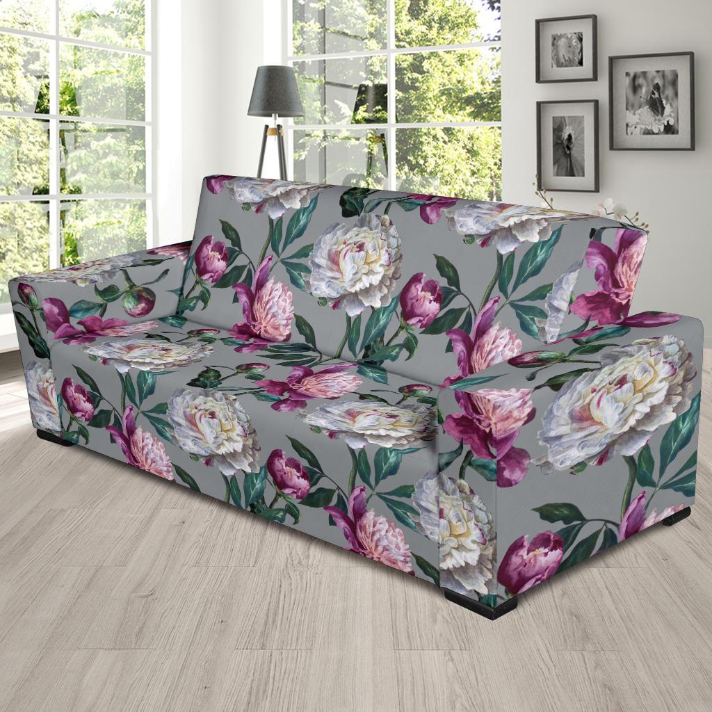 Peony Pattern Print Design PE01 Sofa Slipcover-JORJUNE.COM