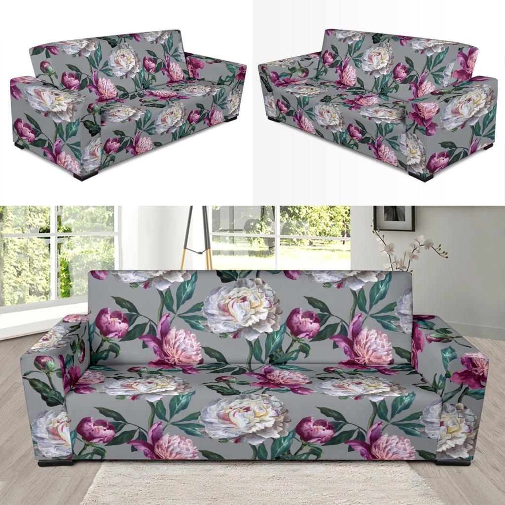 Peony Pattern Print Design PE01 Sofa Slipcover-JORJUNE.COM