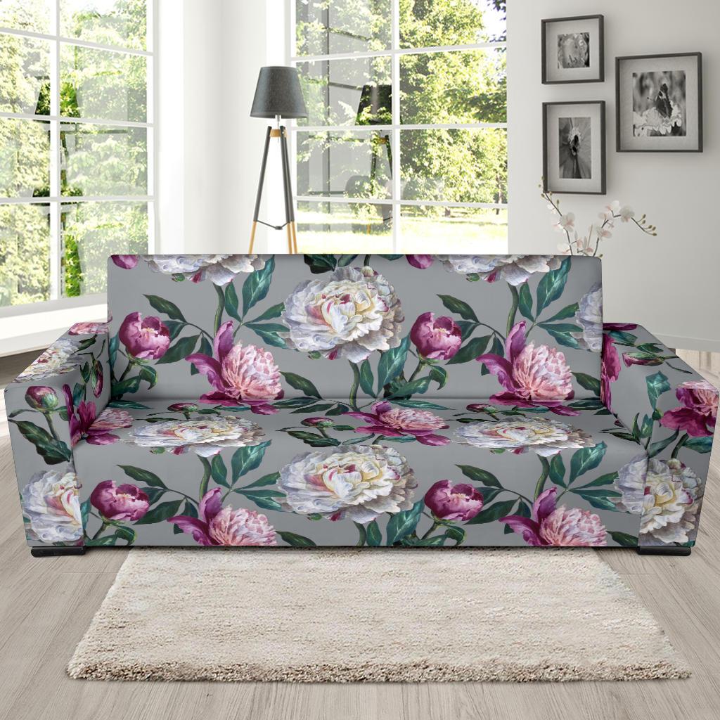 Peony Pattern Print Design PE01 Sofa Slipcover-JORJUNE.COM