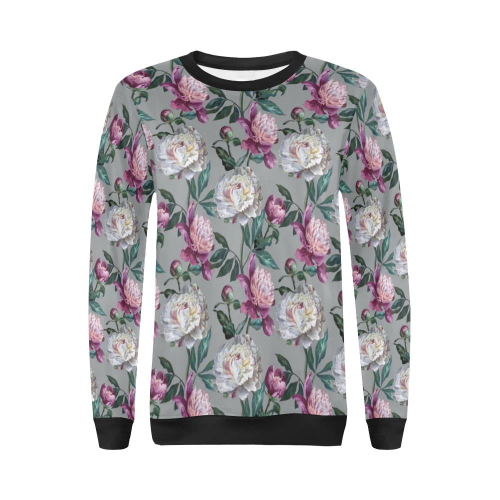 Peony Pattern Print Design PE01 Women Long Sleeve Sweatshirt-JorJune