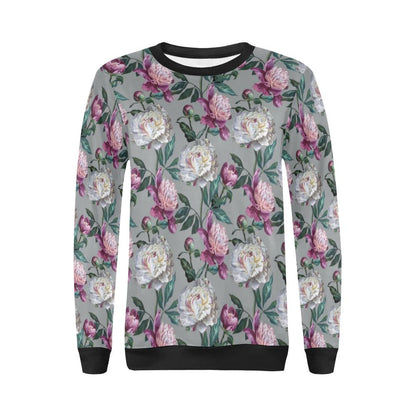 Peony Pattern Print Design PE01 Women Long Sleeve Sweatshirt-JorJune