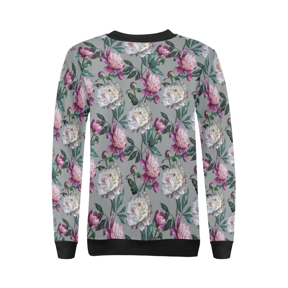 Peony Pattern Print Design PE01 Women Long Sleeve Sweatshirt-JorJune