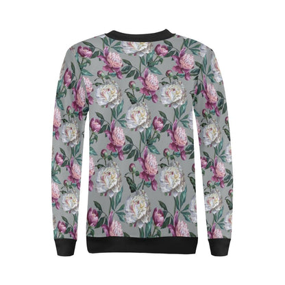 Peony Pattern Print Design PE01 Women Long Sleeve Sweatshirt-JorJune