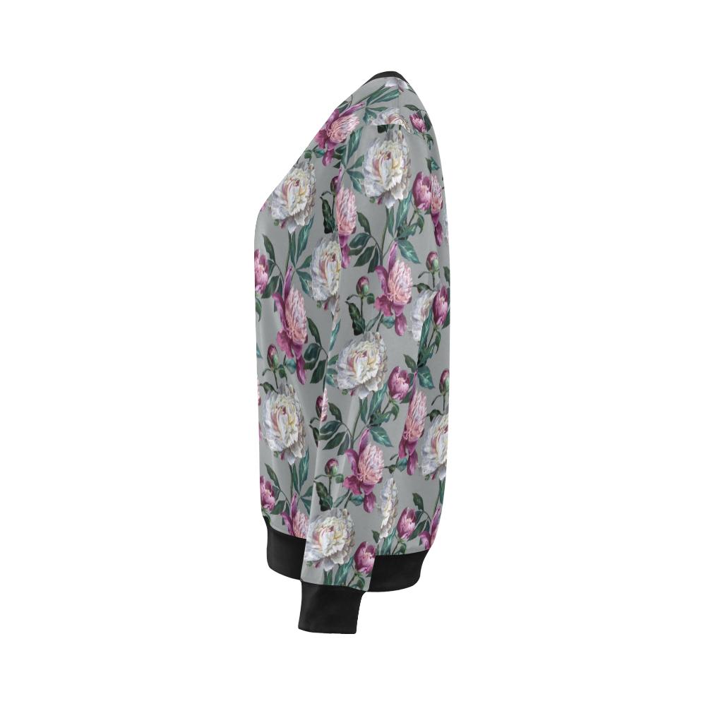 Peony Pattern Print Design PE01 Women Long Sleeve Sweatshirt-JorJune