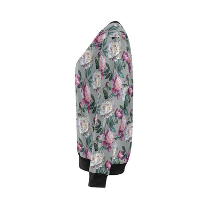 Peony Pattern Print Design PE01 Women Long Sleeve Sweatshirt-JorJune