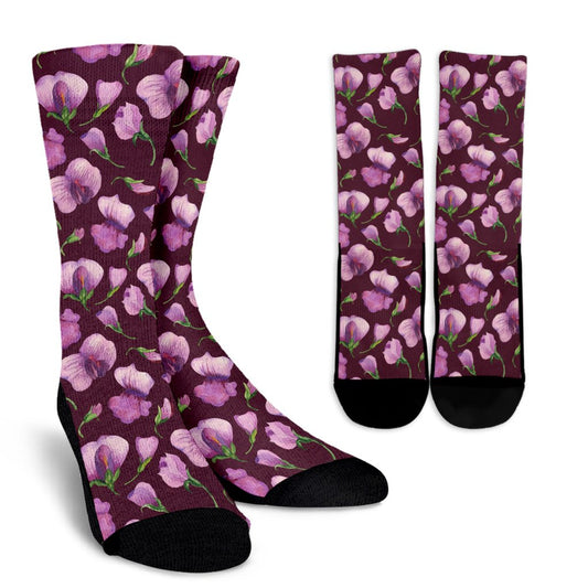 Peony Pattern Print Design PE010 Crew Socks-JORJUNE.COM