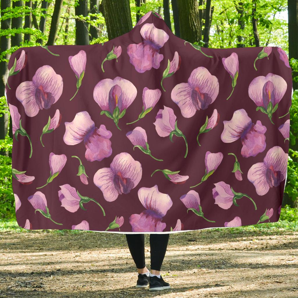 Peony Pattern Print Design PE010 Hooded Blanket-JORJUNE.COM