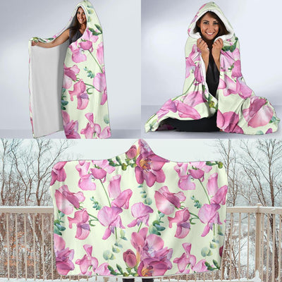 Peony Pattern Print Design PE011 Hooded Blanket-JORJUNE.COM