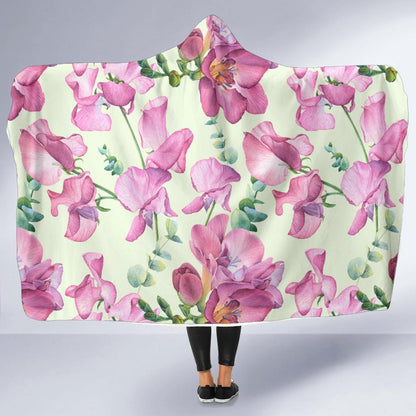 Peony Pattern Print Design PE011 Hooded Blanket-JORJUNE.COM