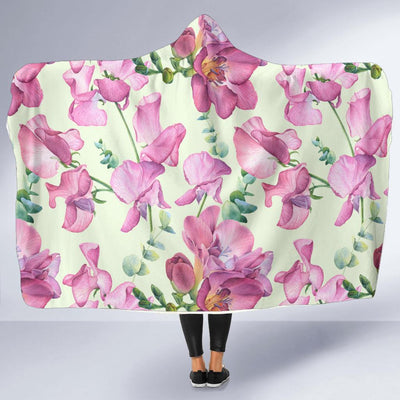 Peony Pattern Print Design PE011 Hooded Blanket-JORJUNE.COM