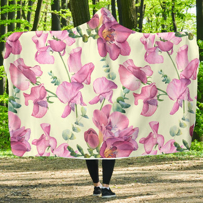 Peony Pattern Print Design PE011 Hooded Blanket-JORJUNE.COM