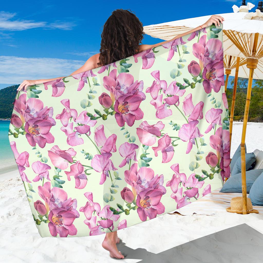 Peony Pattern Print Design PE011 Sarong Pareo Wrap-JORJUNE.COM