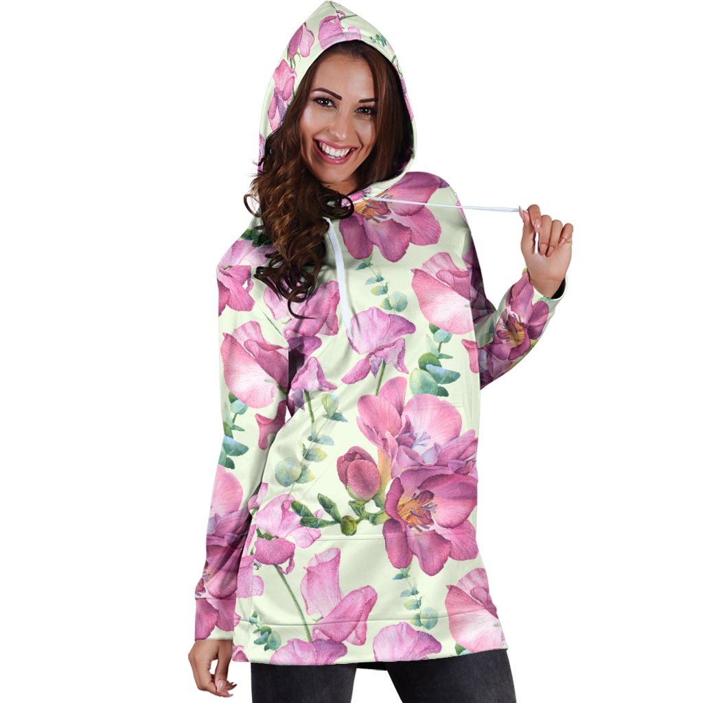 Peony Pattern Print Design PE011 Women Hoodie Dress
