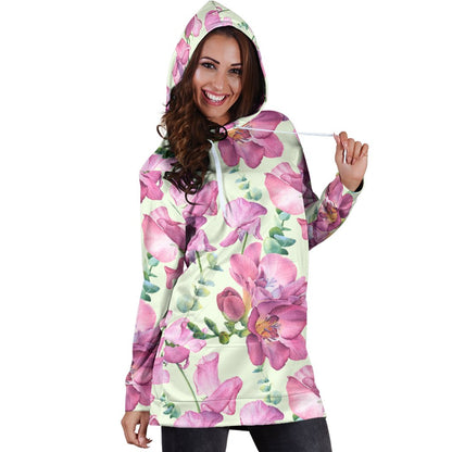 Peony Pattern Print Design PE011 Women Hoodie Dress