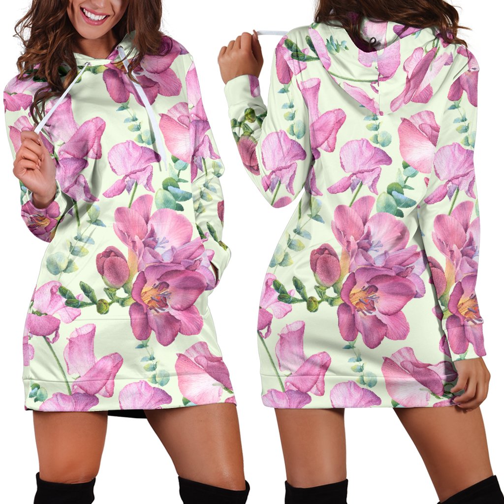 Peony Pattern Print Design PE011 Women Hoodie Dress