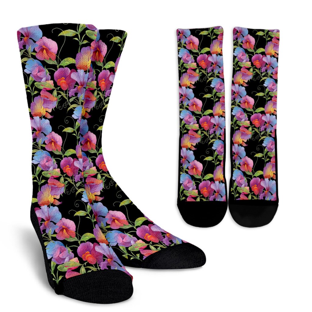 Peony Pattern Print Design PE012 Crew Socks-JORJUNE.COM