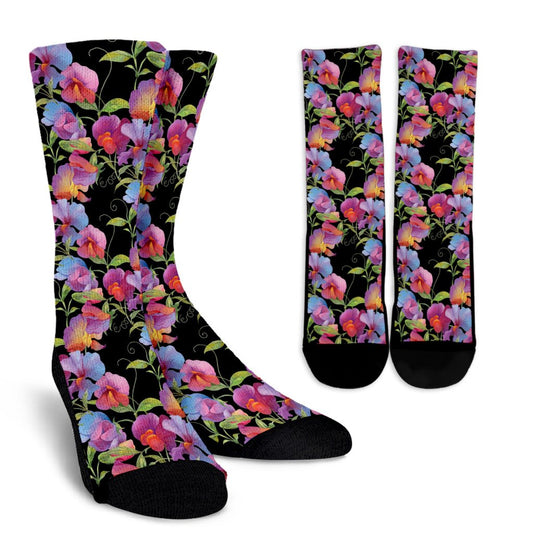 Peony Pattern Print Design PE012 Crew Socks-JORJUNE.COM