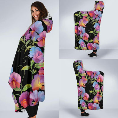 Peony Pattern Print Design PE012 Hooded Blanket-JORJUNE.COM