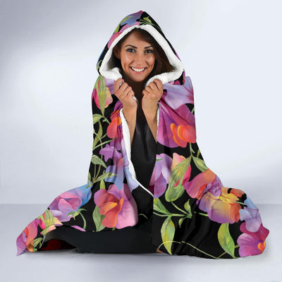 Peony Pattern Print Design PE012 Hooded Blanket-JORJUNE.COM