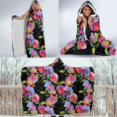 Peony Pattern Print Design PE012 Hooded Blanket-JORJUNE.COM