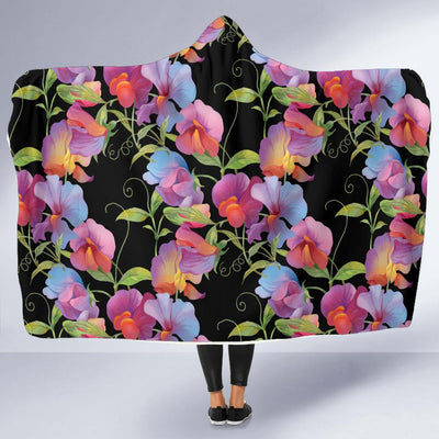 Peony Pattern Print Design PE012 Hooded Blanket-JORJUNE.COM