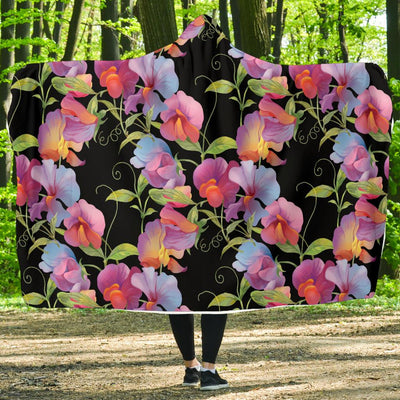 Peony Pattern Print Design PE012 Hooded Blanket-JORJUNE.COM