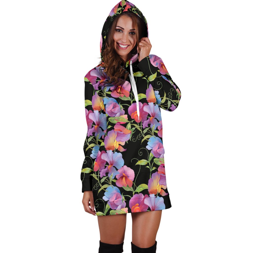 Peony Pattern Print Design PE012 Women Hoodie Dress