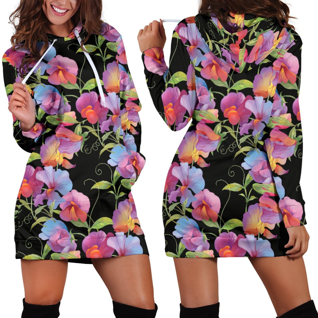 Peony Pattern Print Design PE012 Women Hoodie Dress