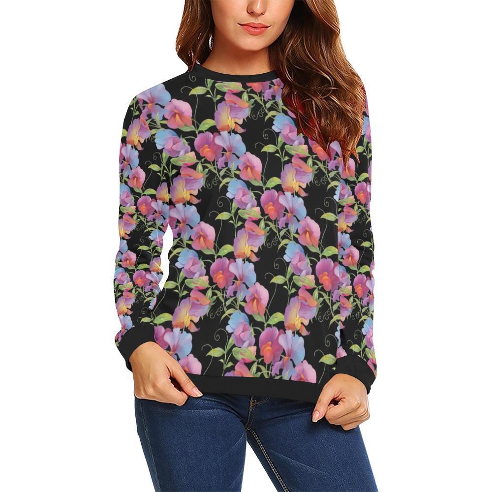Peony Pattern Print Design PE012 Women Long Sleeve Sweatshirt-JorJune