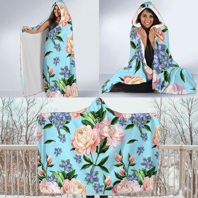 Peony Pattern Print Design PE02 Hooded Blanket-JORJUNE.COM