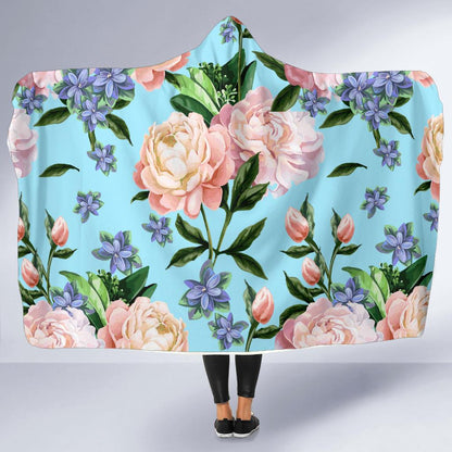 Peony Pattern Print Design PE02 Hooded Blanket-JORJUNE.COM