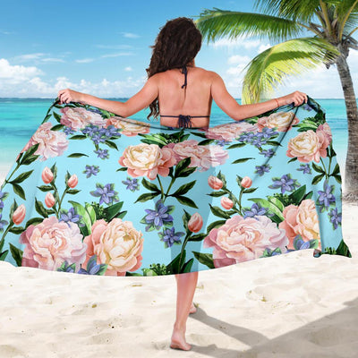 Peony Pattern Print Design PE02 Sarong Pareo Wrap-JORJUNE.COM