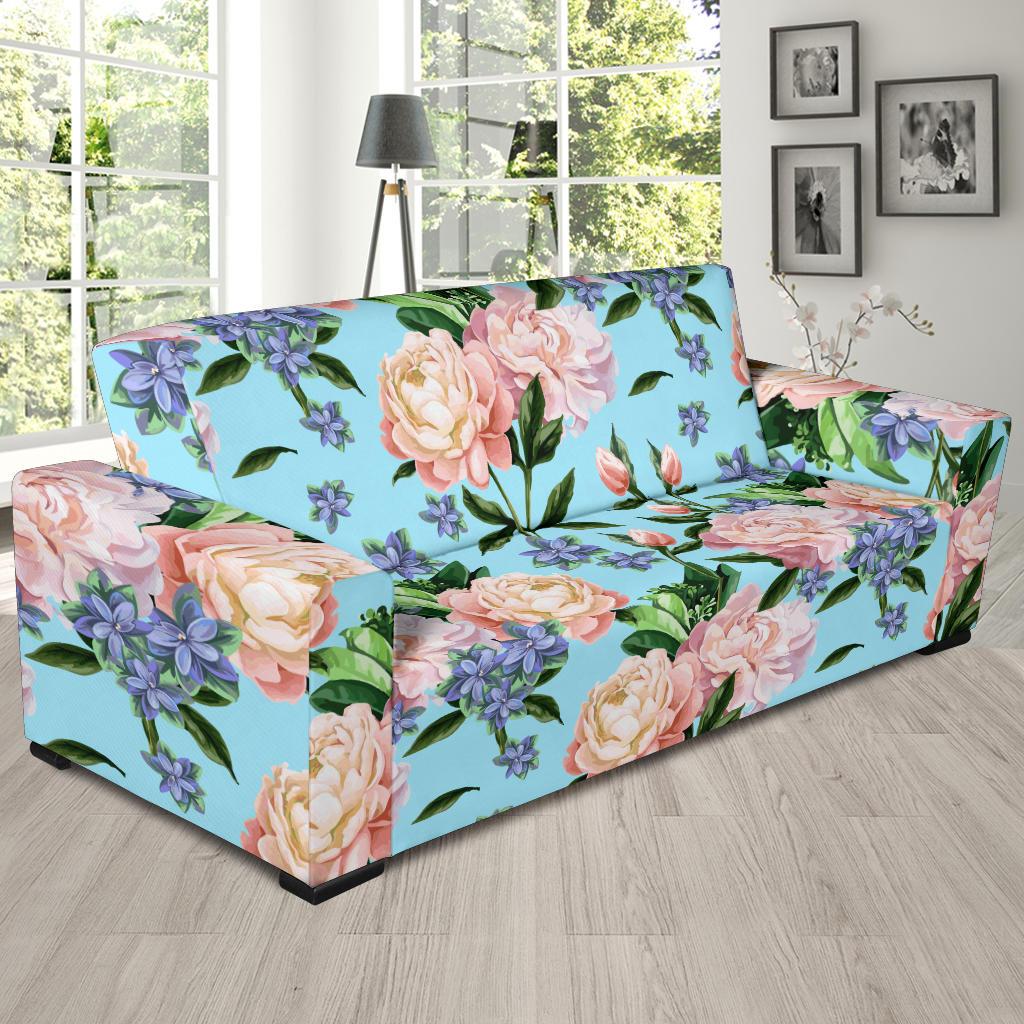 Peony Pattern Print Design PE02 Sofa Slipcover-JORJUNE.COM
