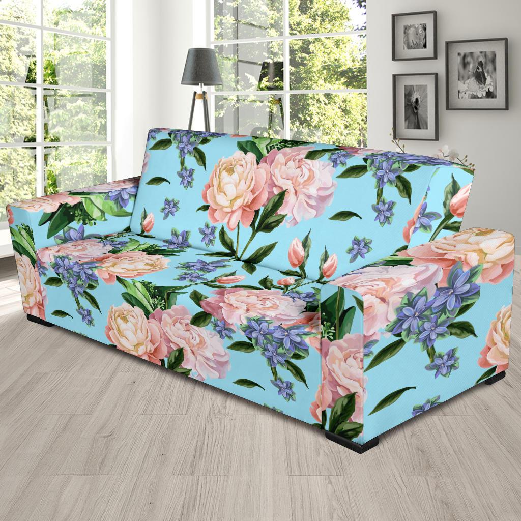 Peony Pattern Print Design PE02 Sofa Slipcover-JORJUNE.COM